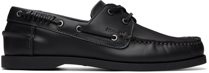 Photo: Hugo Black Leather Lacing Detail Boat Shoes