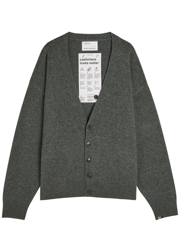 Photo: Extreme Cashmere N°459 Jonah V-neck Cashmere-blend Cardigan - Dark Grey - One Size