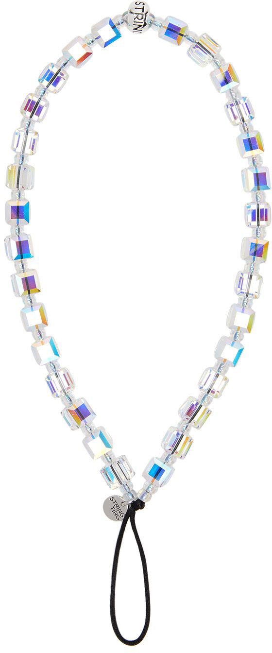 String Ting White Crystal Drip Ting Phone Wristlet