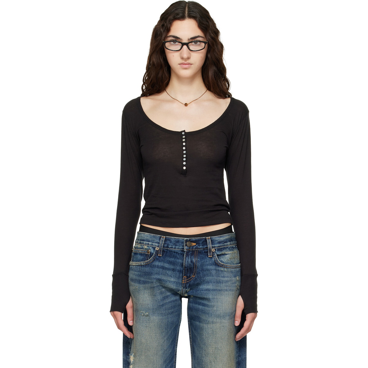 Raimundo Langlois Black Long Sleeve Henley