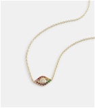 Sydney Evan Rainbow Bezel Evil Eye 14kt gold necklace with diamond