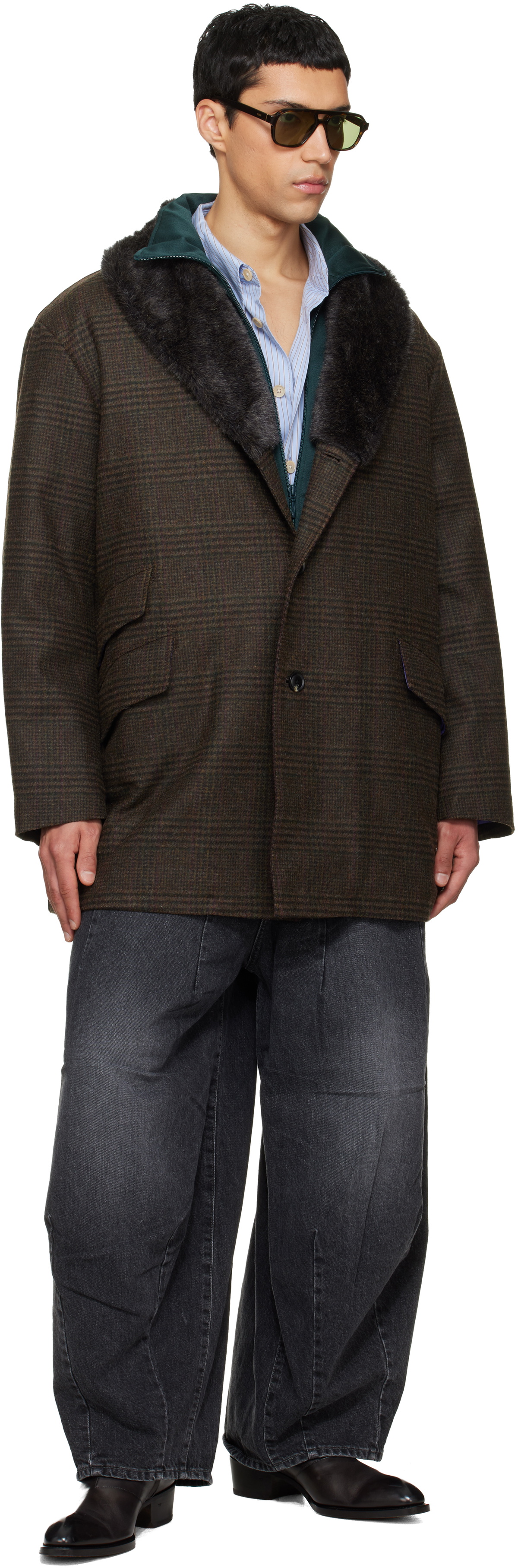 Needles Stand Collar Down Coat Needles Mens S.C. Army Shirt 