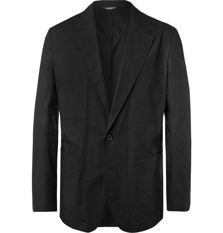 Photo: Dolce & Gabbana - Black Unstructured Cotton-Poplin Blazer - Men - Black