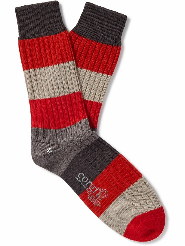 Photo: Corgi - Ribbed Wool-Blend Socks - Red