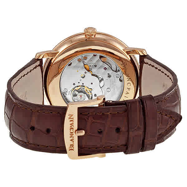 Blancpain Villeret Silver Dial 18kt Rose Gold Brown Leather Mens Watch 6606-3642-55B