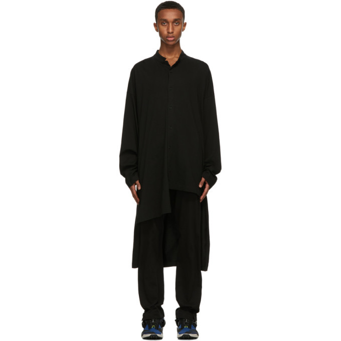 Yohji Yamamoto Black Asymmetric Message Shirt Yohji Yamamoto