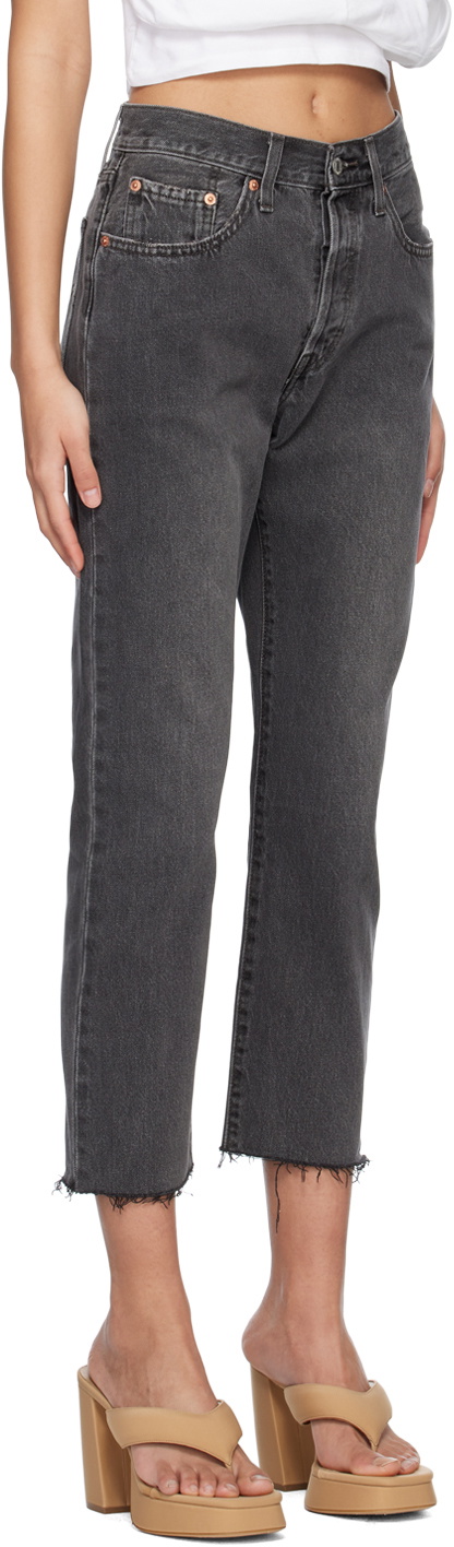 Levi's Black 501 Original Cropped Jeans Levi's Red