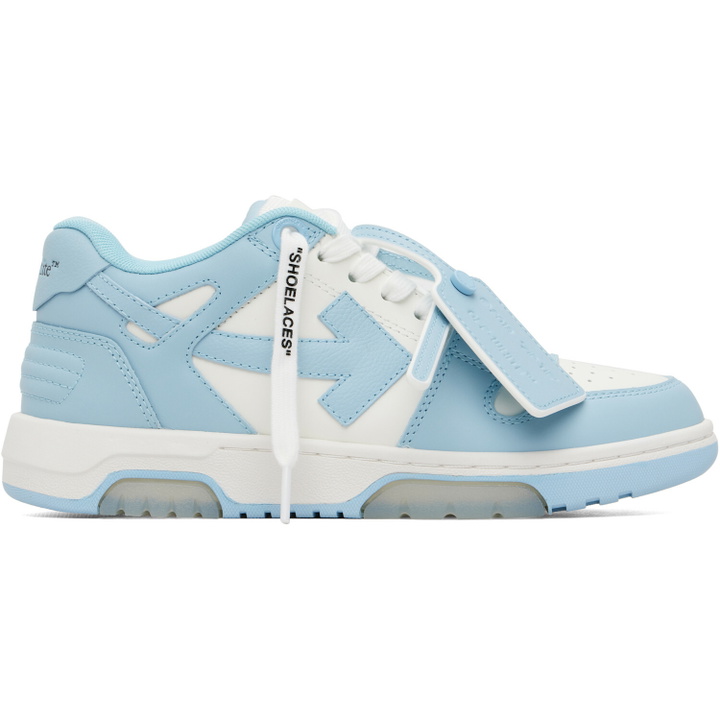 Photo: Off-White White & Blue 'Out Of Office' Calf Leather Sneakers