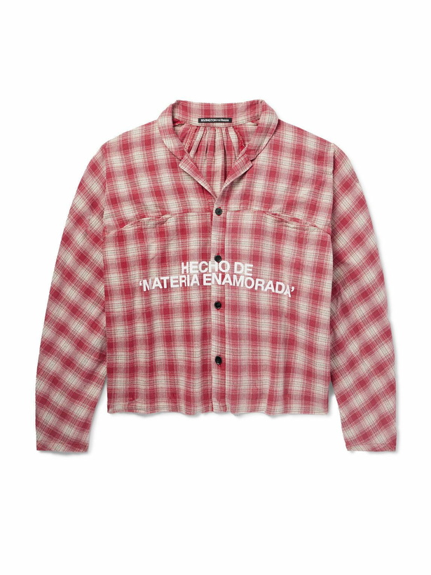 Photo: RRR123 - Materia Nazarene Oversized Printed Checked Cotton-Flannel Shirt - Red