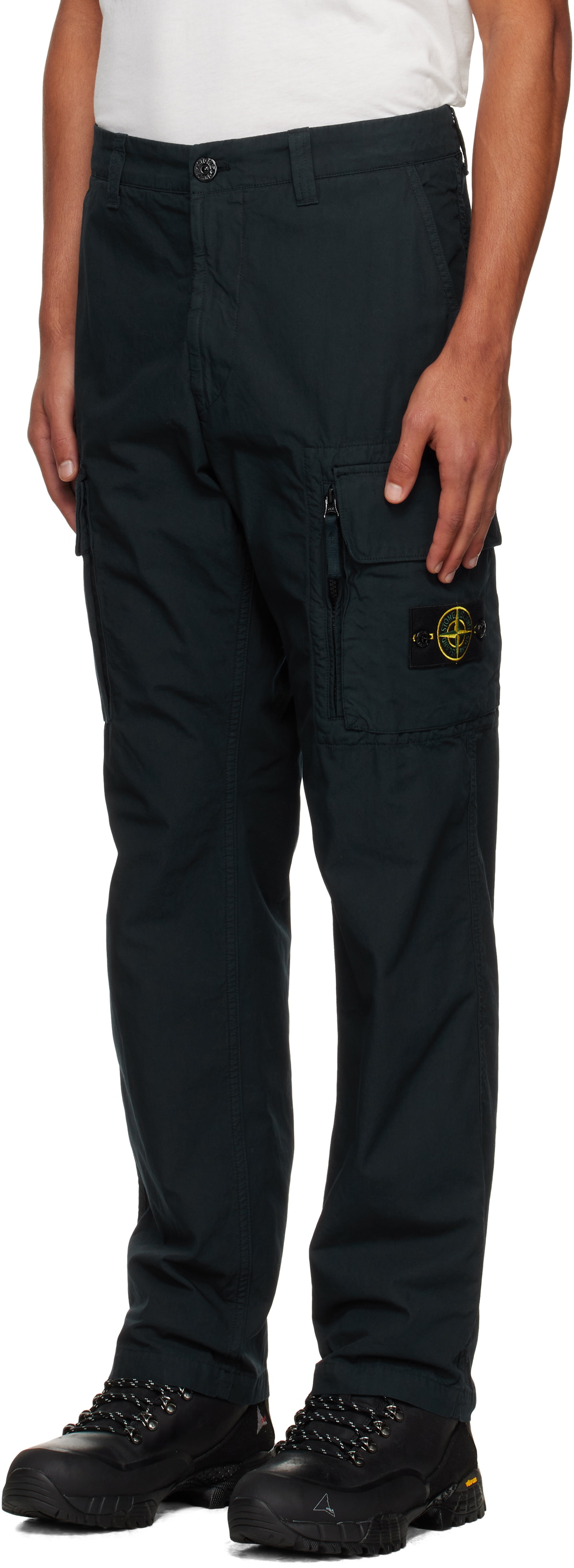 Stone Island Navy 3100006 Canvas Weave Cotton Cargo Pants