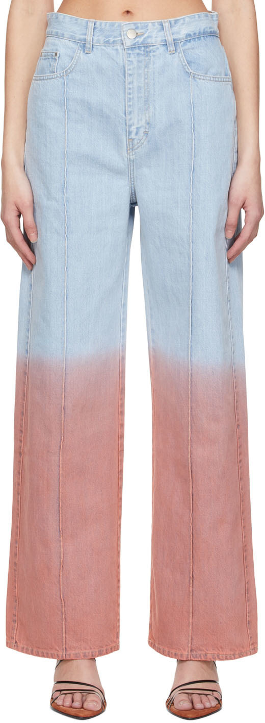 Rokh Blue & Pink Faded Jeans
