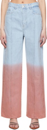 Rokh Blue & Pink Faded Jeans