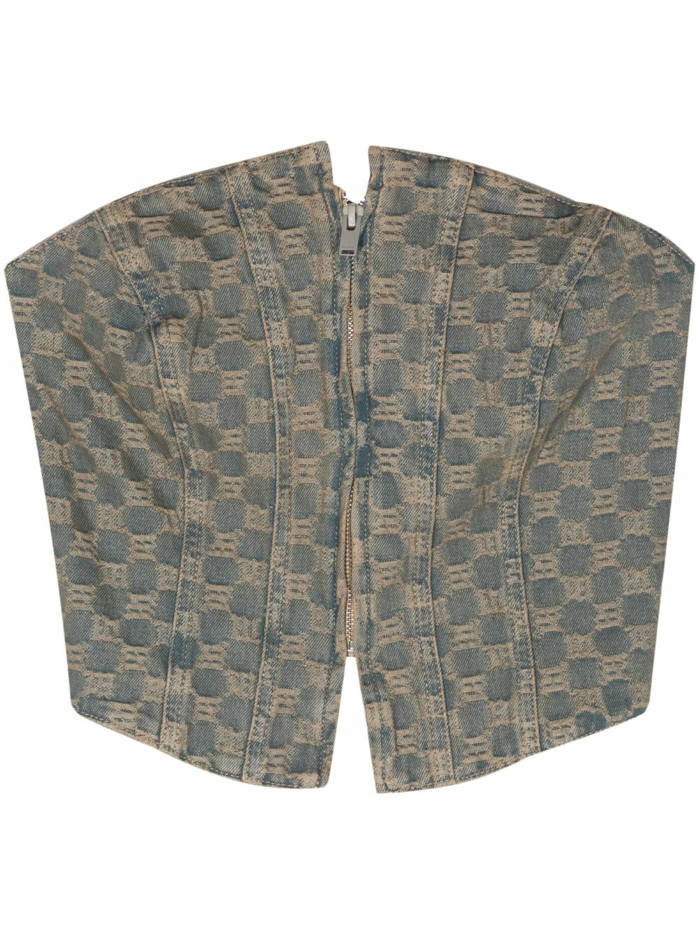MISBHV Beige Monogram Coquette Corset Top MISBHV
