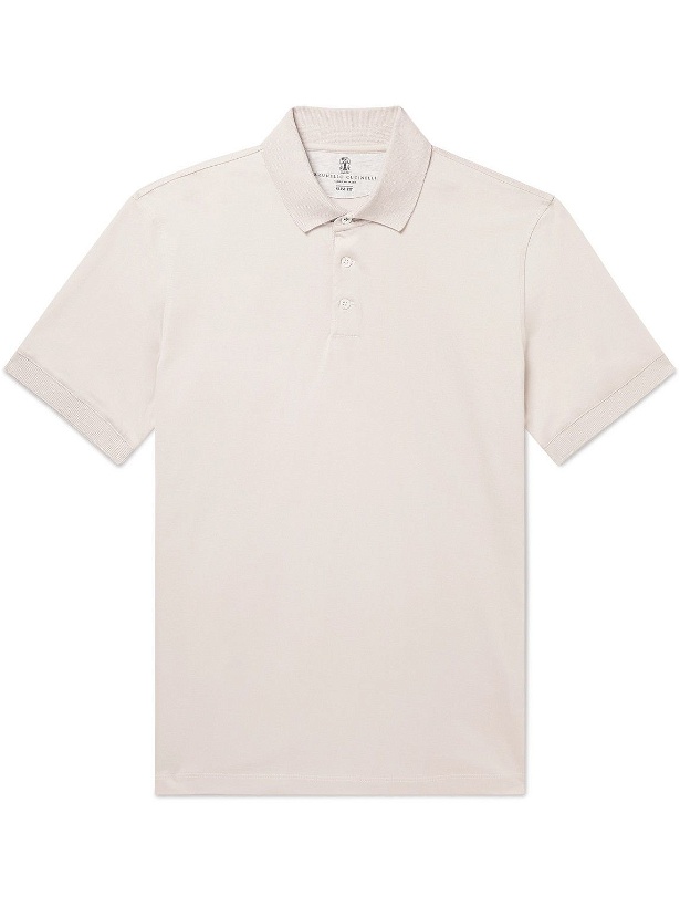 Photo: Brunello Cucinelli - Slim-Fit Cotton-Jersey Polo Shirt - Pink