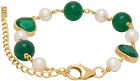 VEERT Gold & Green Onyx Freshwater Pearl Bracelet