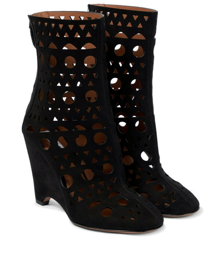 Photo: Alaïa Vienne suede wedge ankle boots