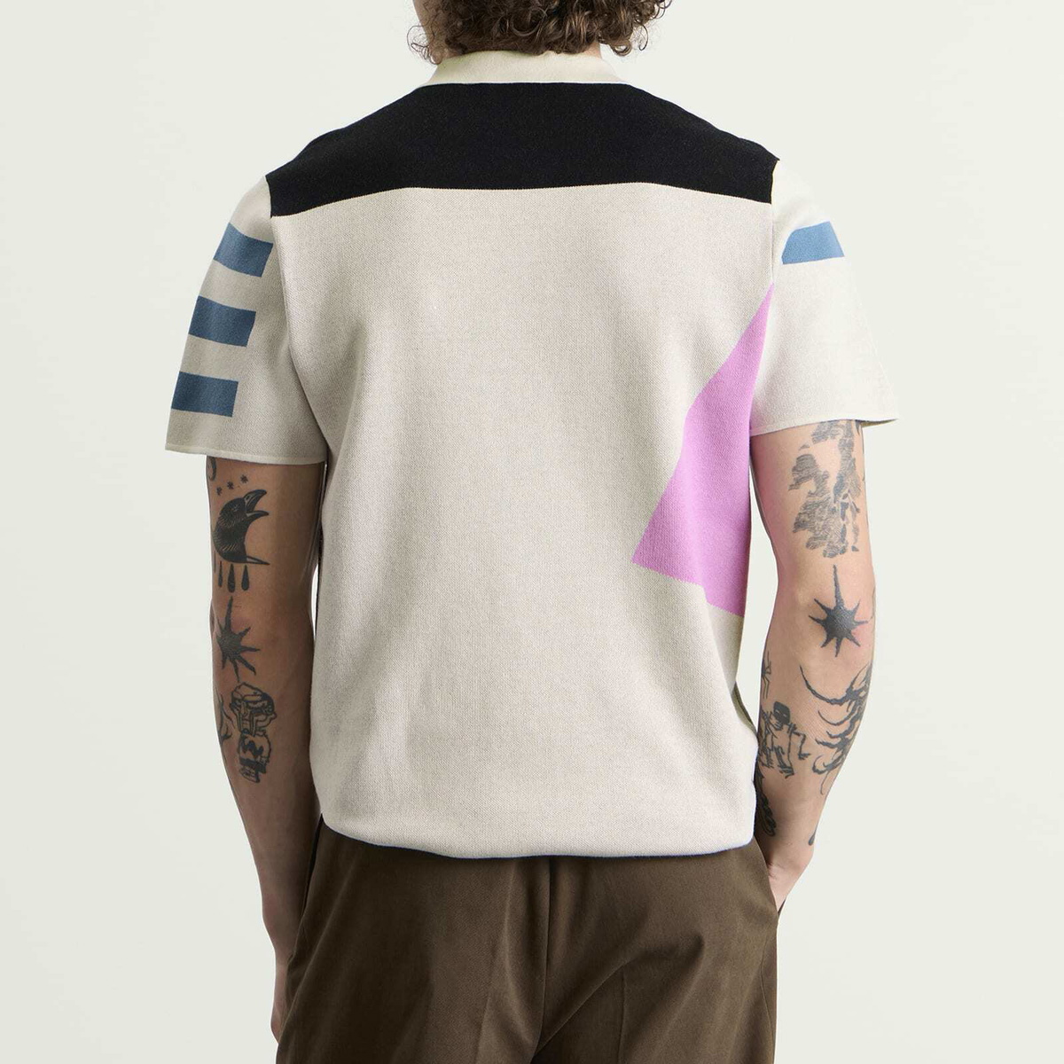 Les Deux Men's Prince Intarsia Knitted Polo in Light Ivory