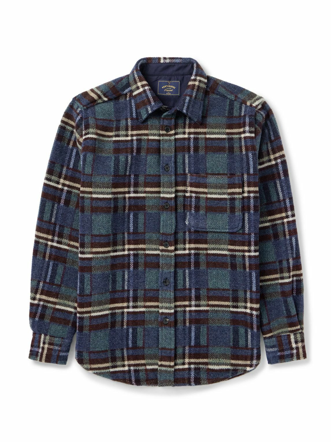 Portuguese Flannel - Virgo II Checked Merino Wool Overshirt - Blue