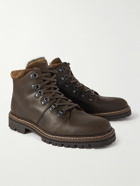 Mr P. - Jacques Wax Commander Suede-Trimmed Leather Boots - Brown