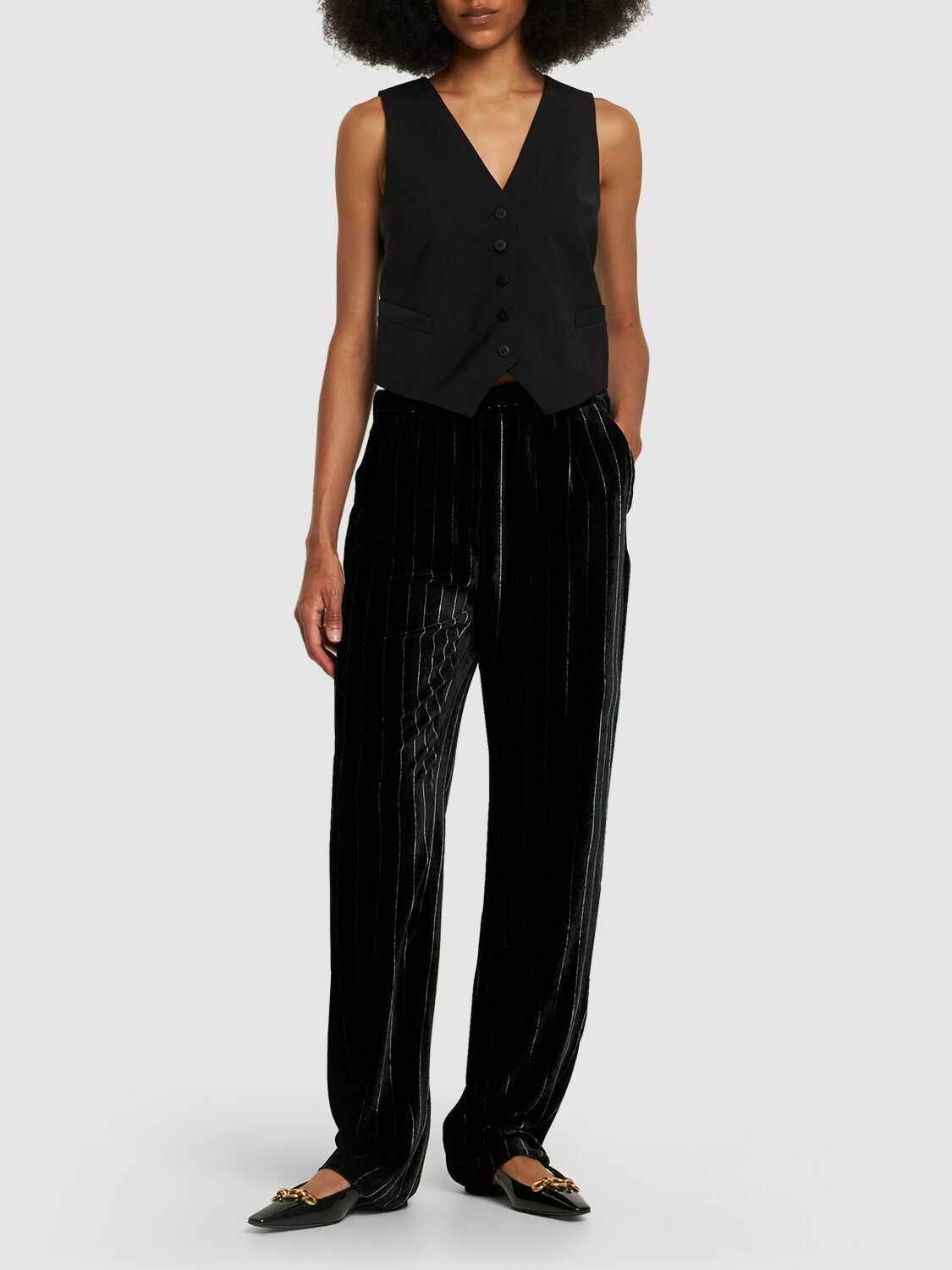 GIORGIO ARMANI - Pinstripe Velvet Straight Pants Giorgio Armani