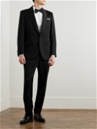 Favourbrook - Hampon Straight-Leg Wool-Barathea Tuxedo Trousers - Black