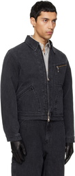 TONYWACK Black Cord Twill Zippered Denim Jacket