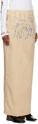 Raf Simons Beige Printed Maxi Skirt