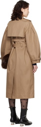 GANNI Beige Bonded Cotton Trench Coat