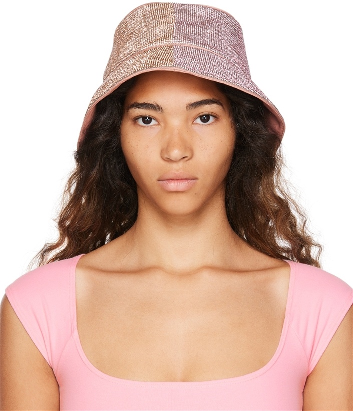 Photo: KARA Pink Crystal Mesh Bucket Hat