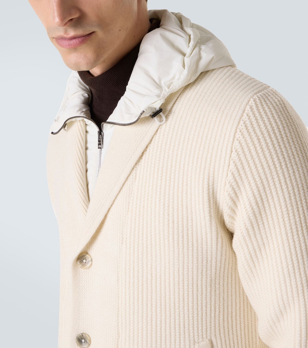 Herno Ribbed-knit wool cardigan