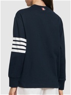 THOM BROWNE - Cotton Jersey Over Sweatshirt W/ Stripe