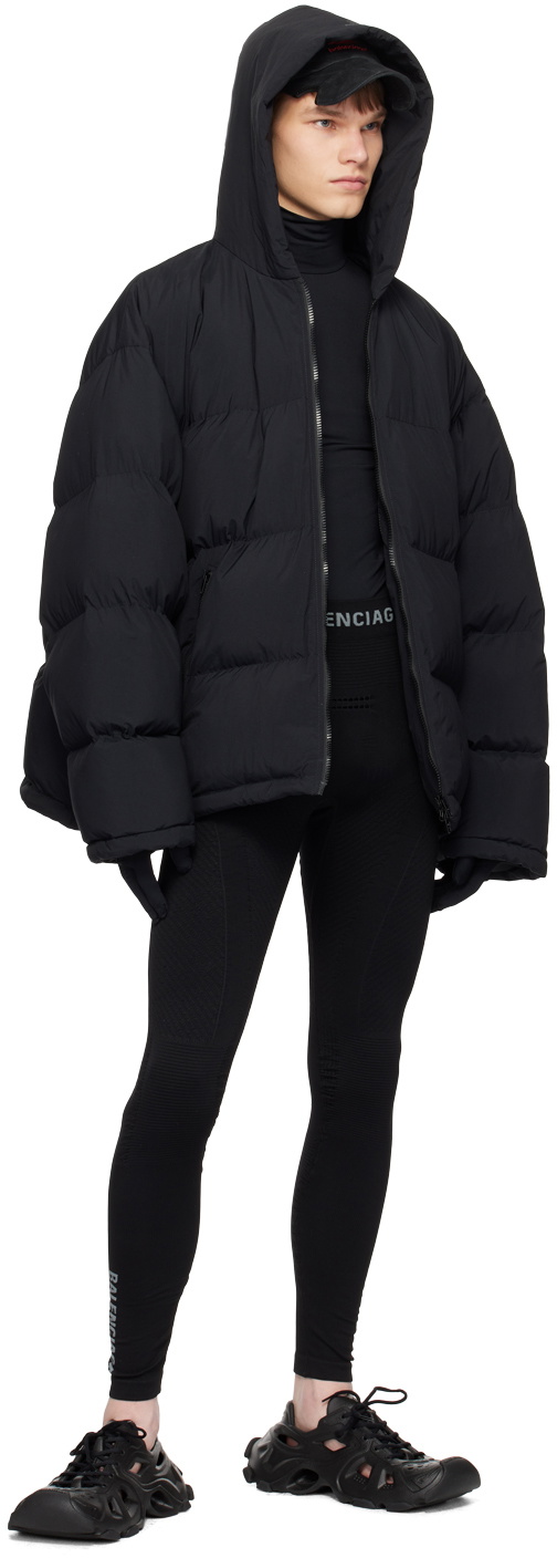 Balenciaga Black Sporty B Hooded Puffer Jacket