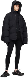 Balenciaga Black Sporty B Hooded Puffer Jacket