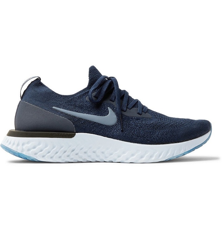 Photo: Nike Running - Epic React Rubber-Trimmed Flyknit Sneakers - Men - Navy