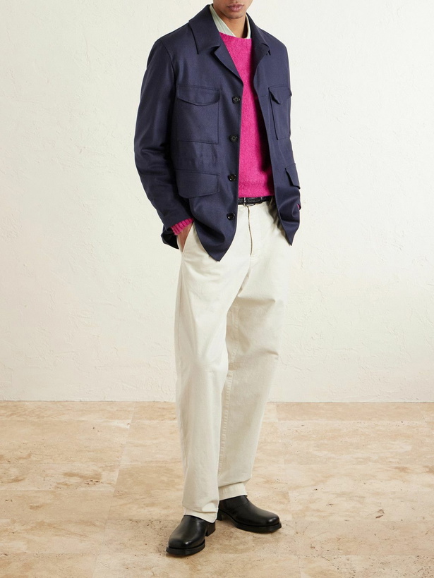 Photo: Lardini - Cashmere and Modal-Blend Twill Field Jacket - Blue