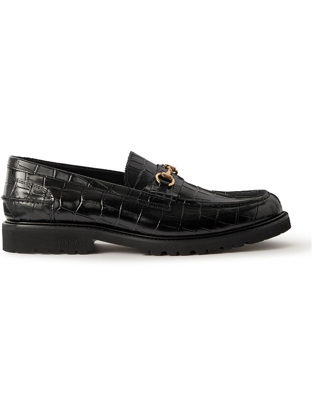 Photo: VINNY's - Le Club Horsebit Croc-Effect Leather Loafers - Black