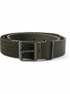Anderson's - 3cm Leather-Trimmed Woven Elastic Belt - Gray