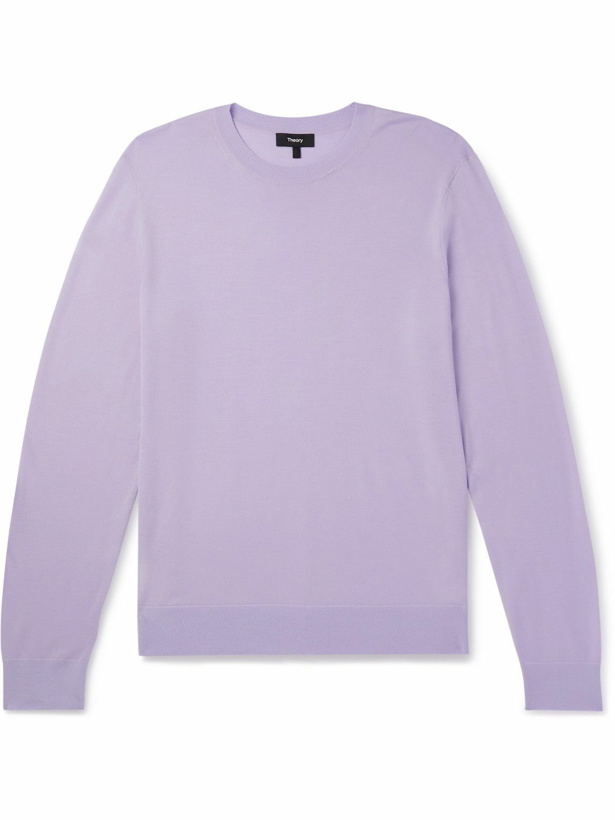 Photo: Theory - Slim-Fit Wool-Blend Sweater - Purple
