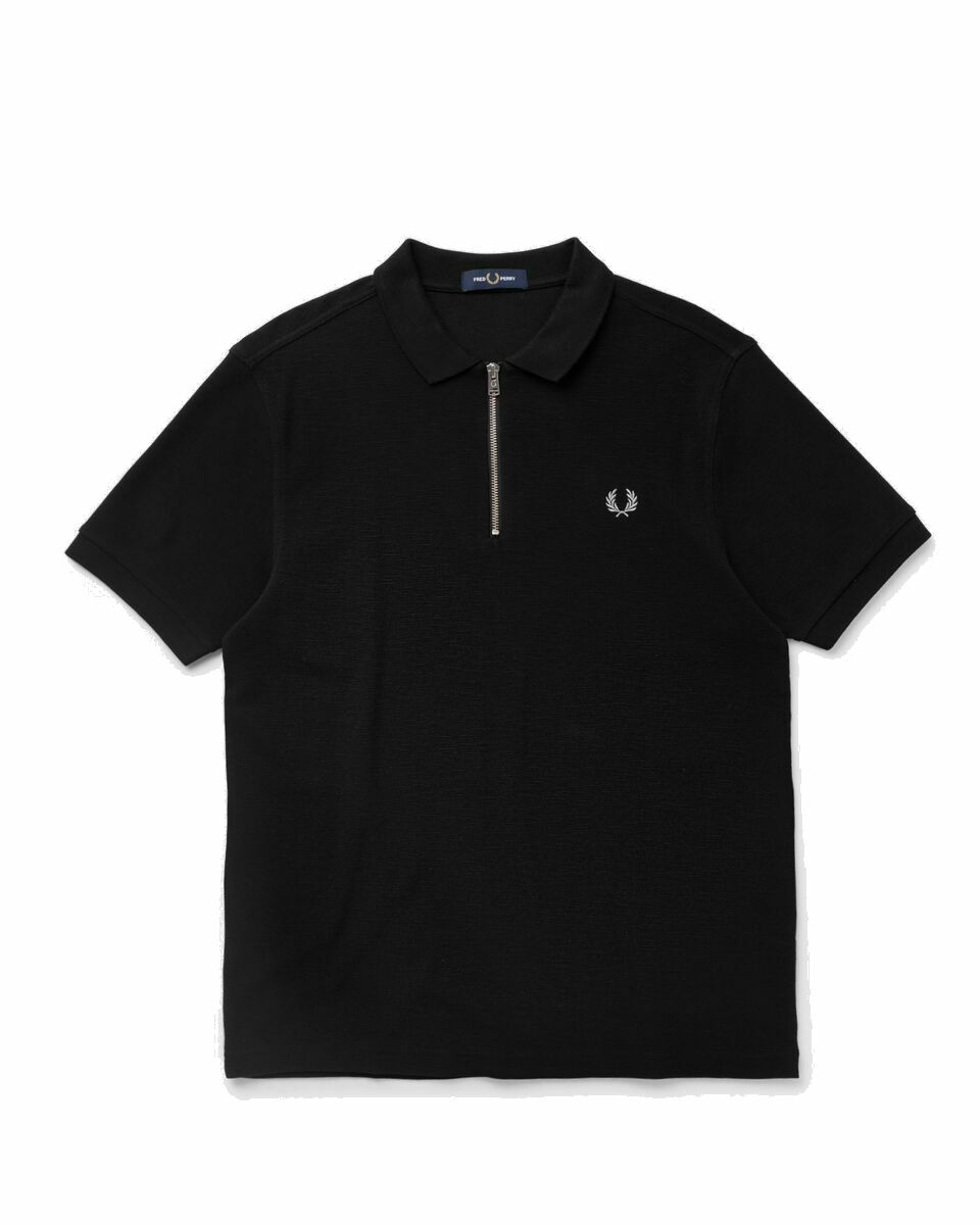 Photo: Fred Perry Waffle Texture Polo Shirt Black - Mens - Polos