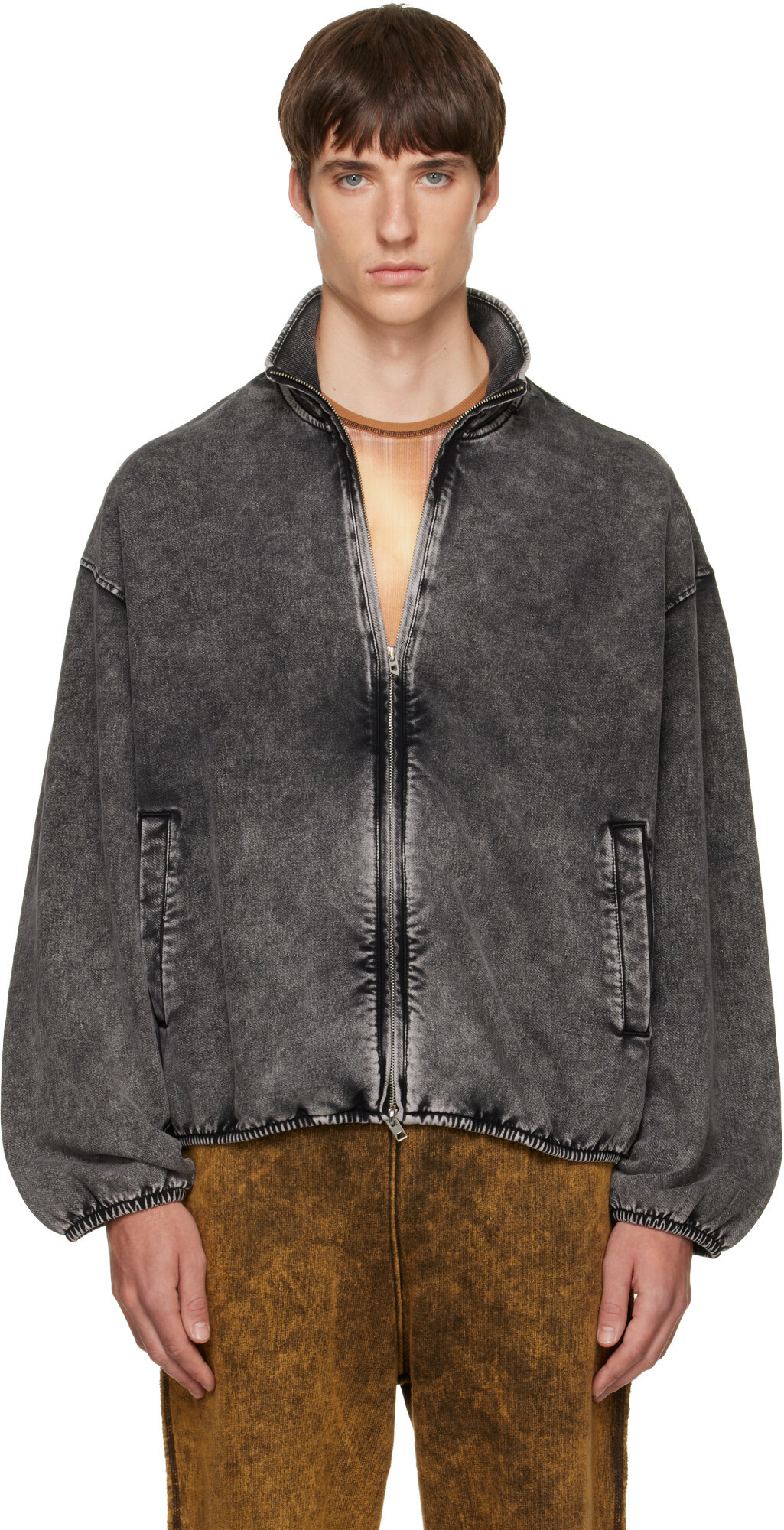 Diesel Black Leather and Denim J-Yuki Jacket Diesel