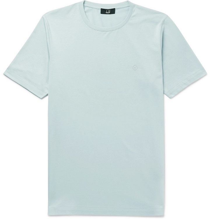 Photo: Dunhill - Logo-Embroidered Cotton-Jersey T-Shirt - Light blue