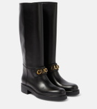 Gucci Logo leather knee-high boots