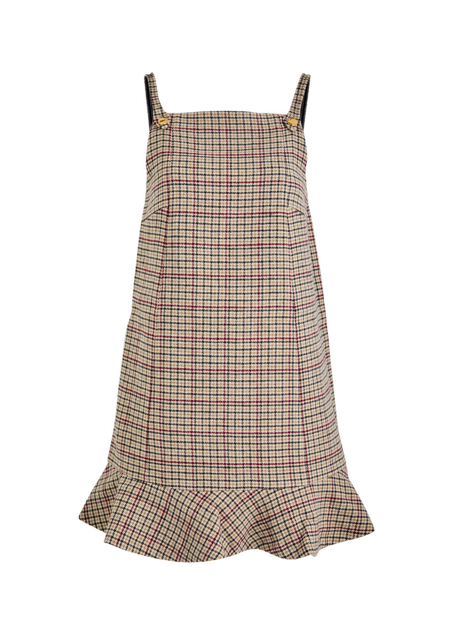 Ganni Checked Wool-blend Mini Dress Multicoloured GANNI