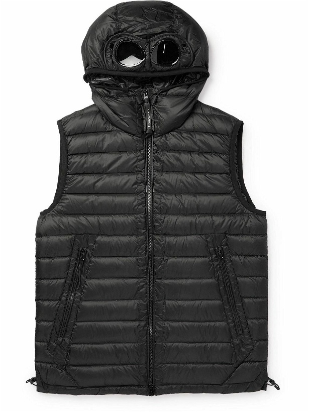Photo: C.P. Company - Quilted Ripstop Hooded Down Gilet with Goggles - Black