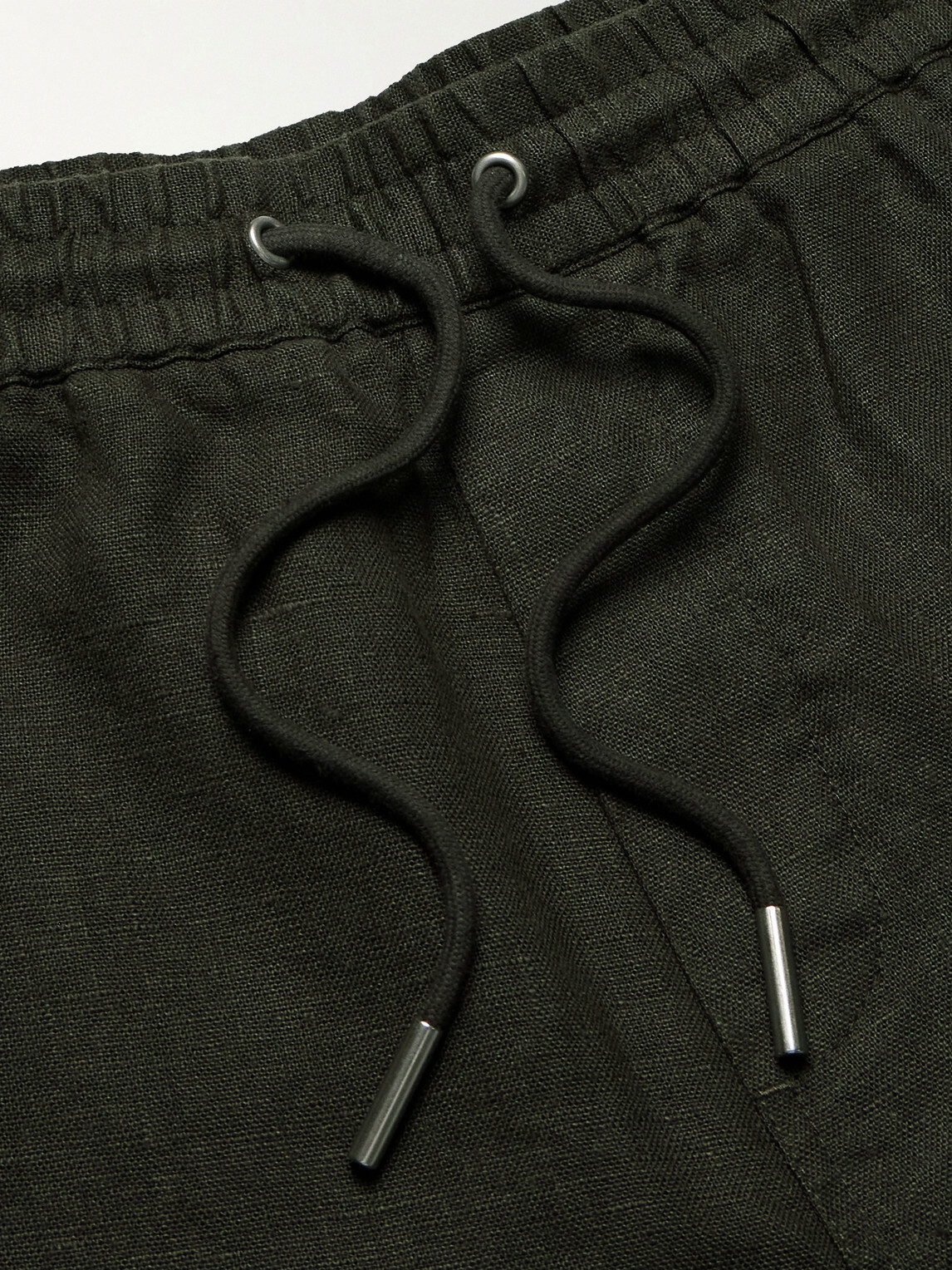 NN07 - Gregor 1454 Straight-Leg Linen Drawstring Shorts - Green