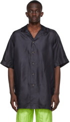 Dries Van Noten Black Silk Back Graphic Shirt