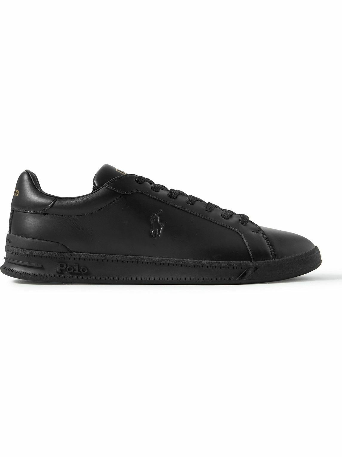Photo: Polo Ralph Lauren - Heritage Court Logo-Debossed Leather Sneakers - Black