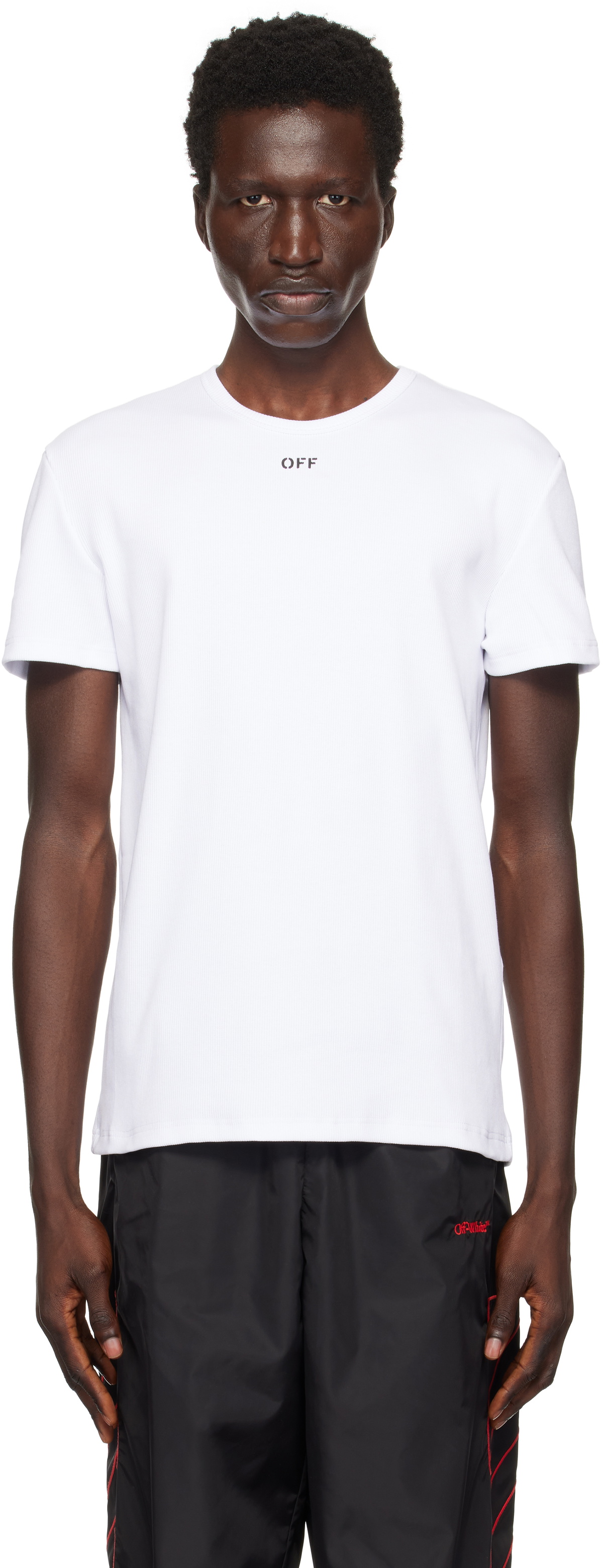 Off-White White Off Stamp Rib Shaped T-shirt Off-White