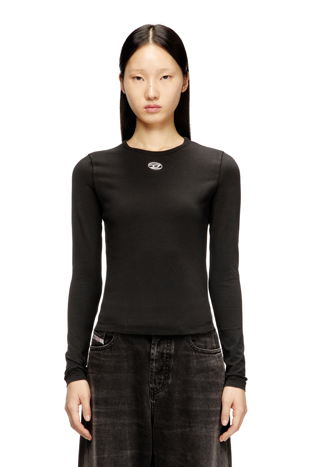 Diesel White & Gray T-Crane-Ls-S4 T-shirt Diesel