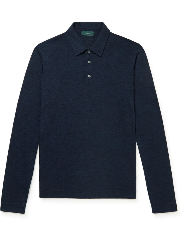 Photo: Incotex - Virgin Wool Polo Shirt - Blue